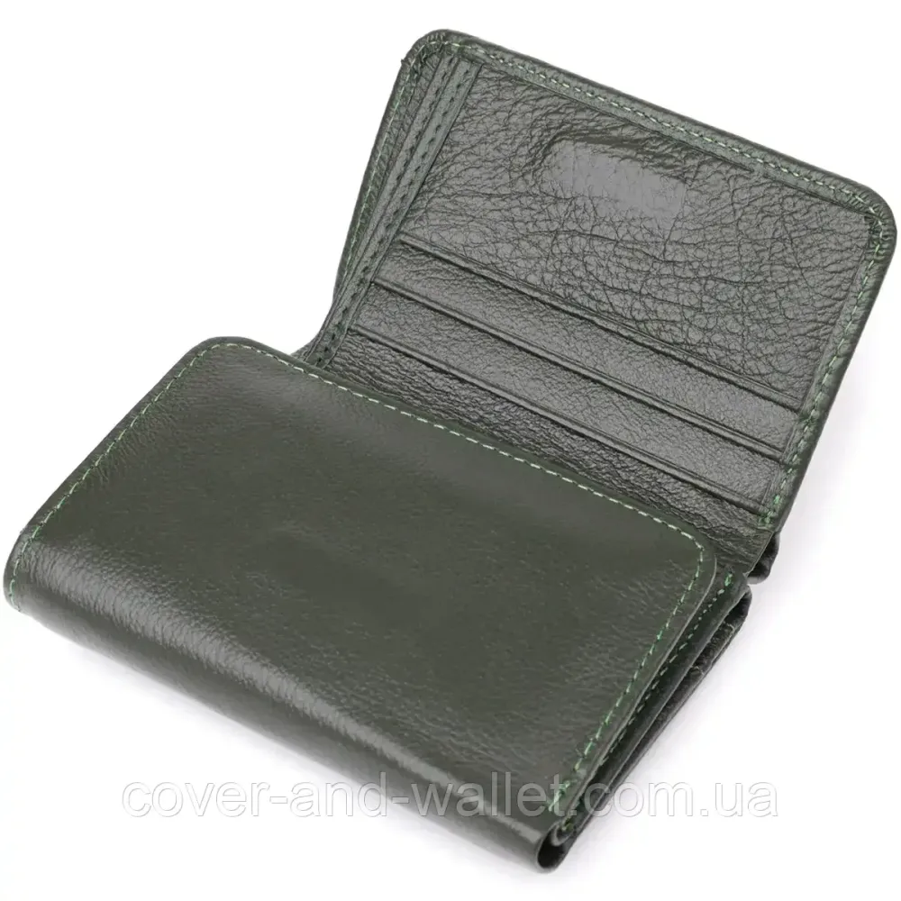 Компактный женский кошелек зеленого цвета на магнитной фиксации ST 403 Киев - изображение 6