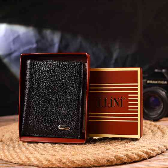 Невеликий вертикальний гаманець з натуральної шкіри Чорний (CANPELLINI) Київ