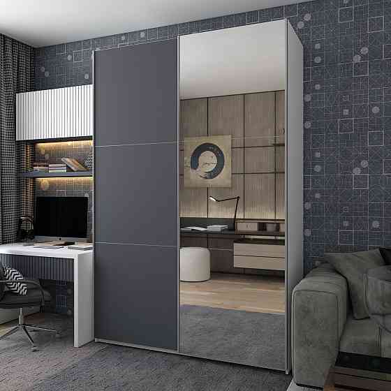 Шафа-купе двохдверна Doros G-Caiser 180х60х240 см Білий/Графіт/Дзеркало (DRS-011016) Дніпро