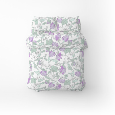 Постільна білизна Home Line Весняний Вечір лілово-ментоловий бязь полуторний (173836) Вінниця - фото 1