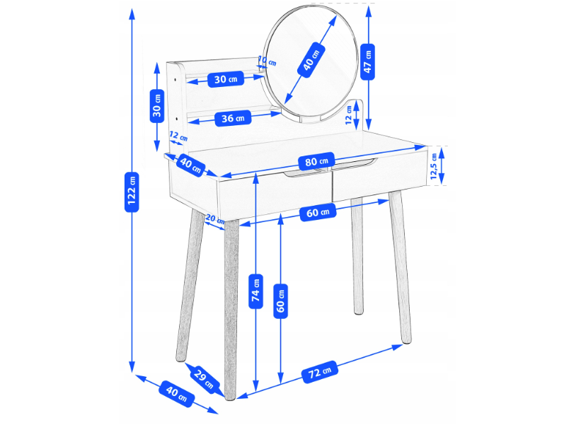 Туалетний столик Jumi Scandi LED підсвітка, з шухлядами, світлий бук Київ - фото 6