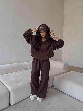 Женский теплый повседневный костюм двойка двойной флис Шоколад, 44 Одесса