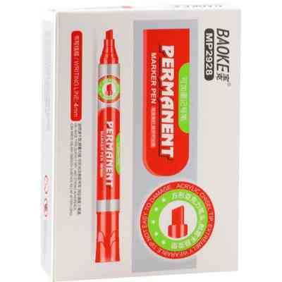 Маркер Baoke водостійкий 1-4 мм клин. накінечник червоний 12 шт (MARK-PER-BAO2928R-12) Вінниця