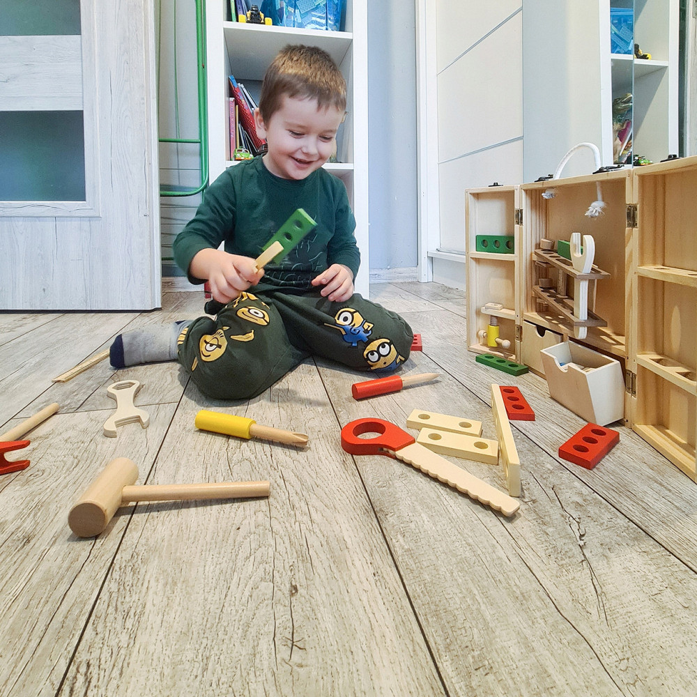 Детский Набор деревянный ящик с инструментами для маленького любителя DIY Kruzzel (22697) Нововолынск - изображение 8