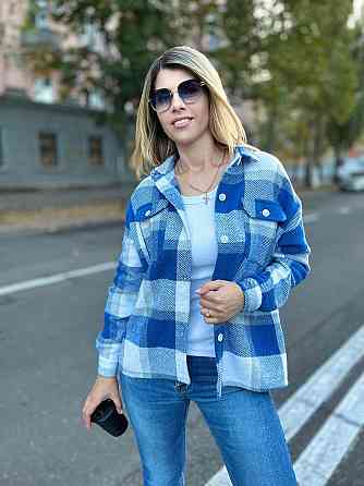 Женская теплая рубашка в клетку 