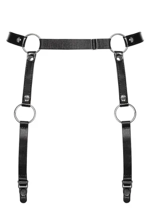 Гартери Obsessive A741 garter belt black O/S, штучна шкіра Львов