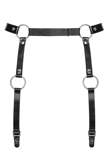 Гартери Obsessive A741 garter belt black O/S, штучна шкіра Львов - изображение 1