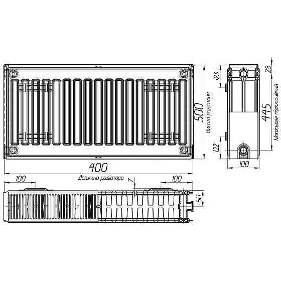 Радіатор сталевий панельний KALITE 22 бок 500x400 (000022314) Київ