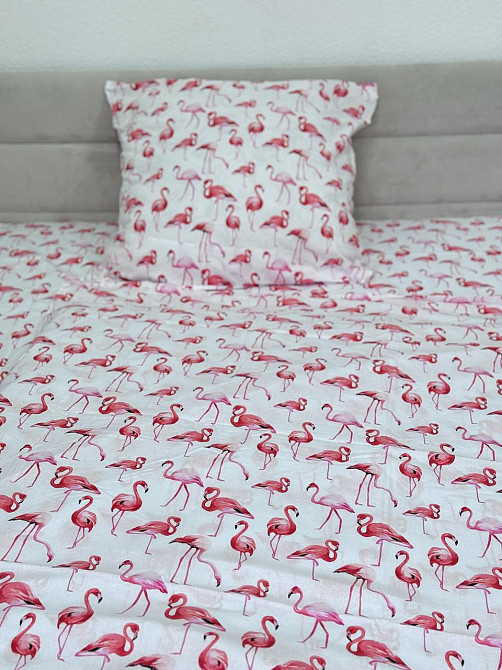 Ecotton Комплект постільної білизни Ecotton полуторний 147х210 см Фламінго білий Киев - изображение 1