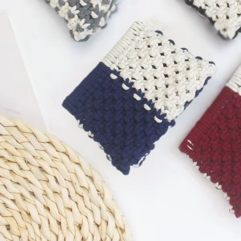 Набор макраме для рукоделия, для творчества вязания своими руками кошелька 15.7х10см цвет синий с белым Каменец-Подольский - изображение 3