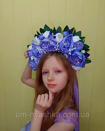 Віночок ободок з квітами "Сценічний зі стрічками" Кривий Ріг - фото 1