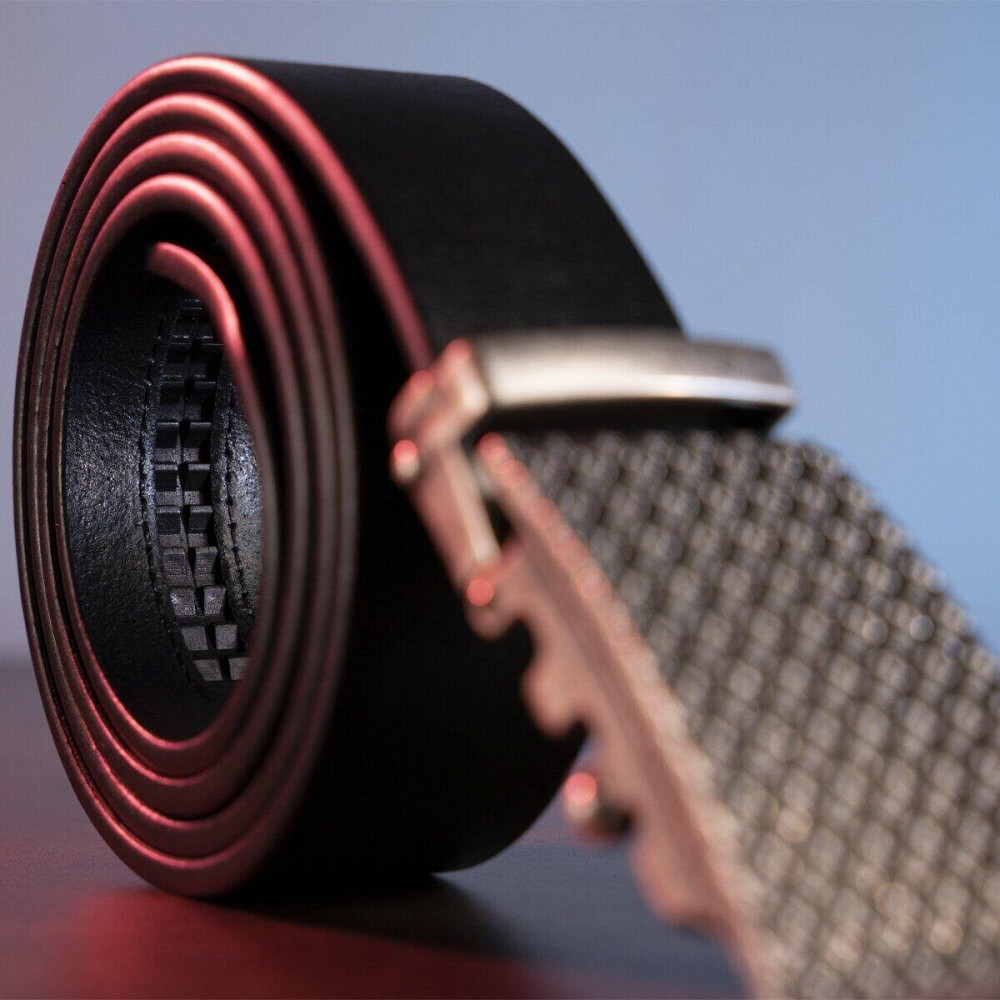 Оригинальный мужской ремень с автоматической пряжкой Vintage 20212 Черный Киев - изображение 6