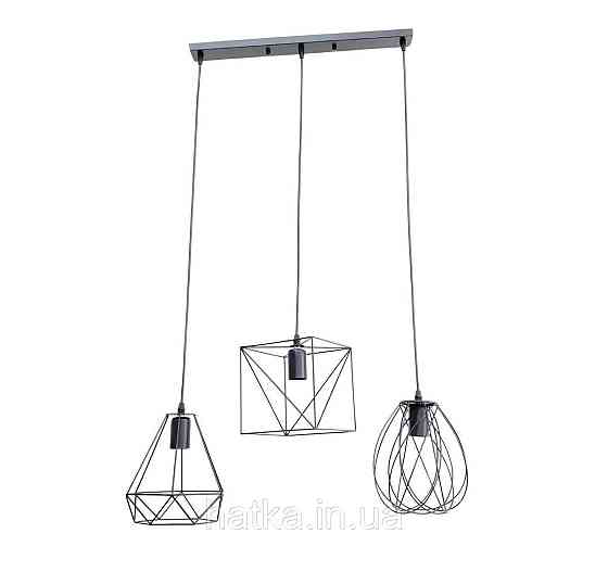 Підвісний світильник на три плафони VALESO TY307-3 Лофт чорний E27 Київ