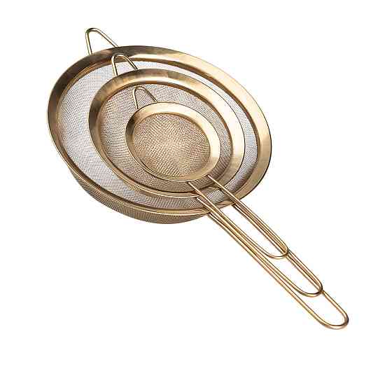 Zhongjing Набір ситечок 3 штуки для чаю, круп і борошна 8,14 і 20 см з нержавіючої сталі Золоти Коломия