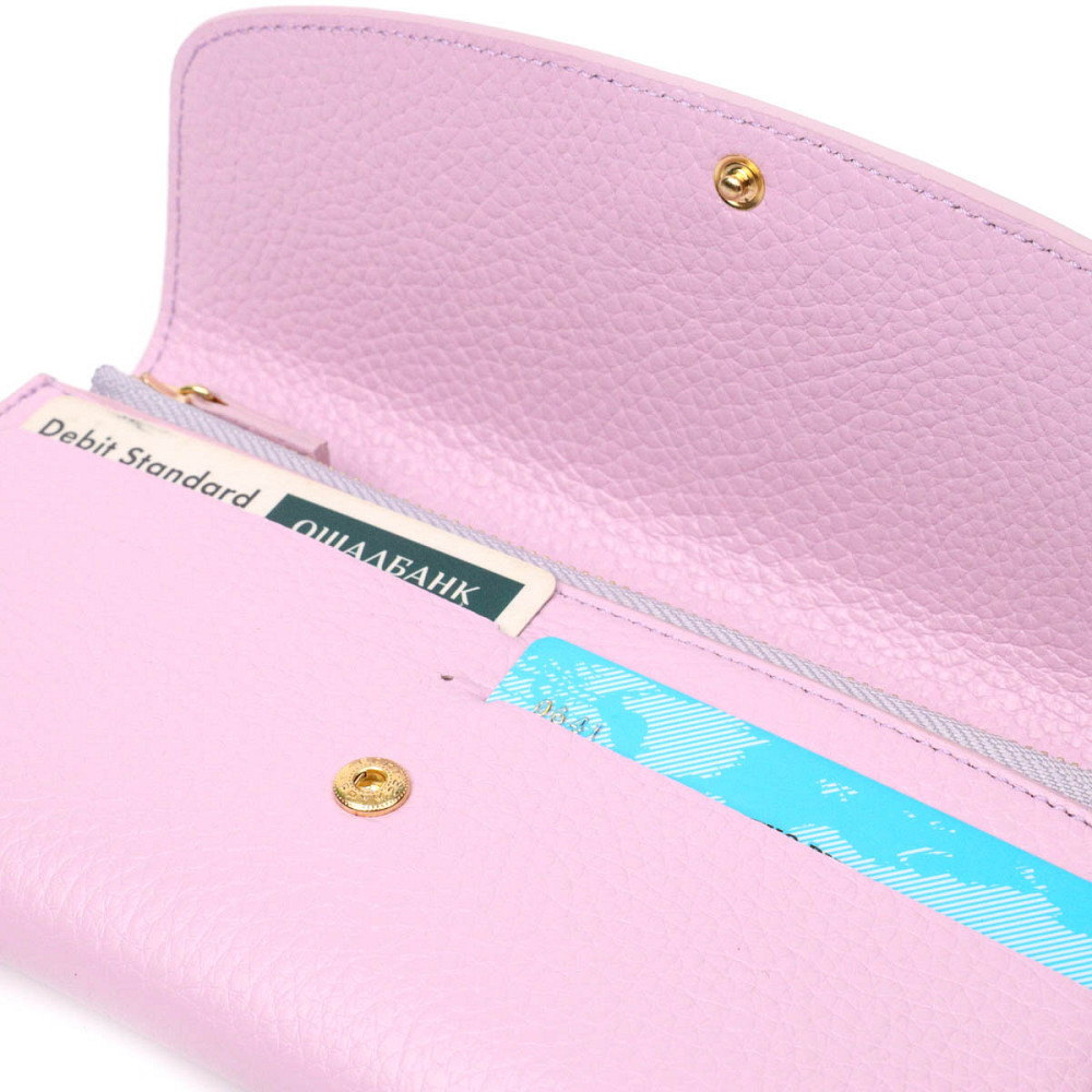 Стильный женский кошелек с монетницей на молнии из натуральной кожи Лиловый (Tony Bellucci) Киев - изображение 10