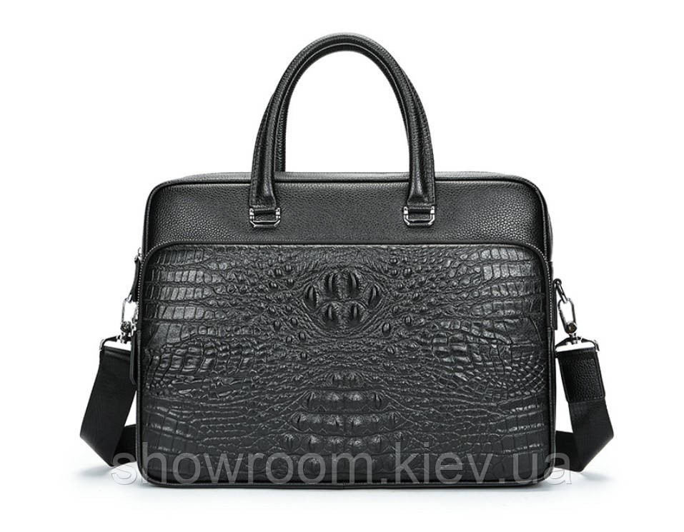 Чоловіча сумка для ноутбука під рептилію Leather Collection (9961) Київ - фото 2