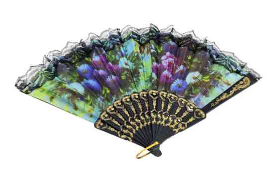 Веер черный ажурный Цветы Киев