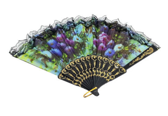 Веер черный ажурный Цветы Киев - изображение 1