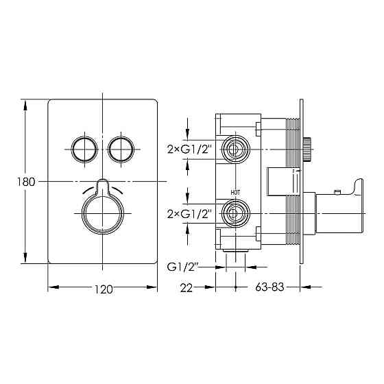 Термостат для ванни прихованого монтажу Imprese SMART CLICK на 3 споживача чорний Київ