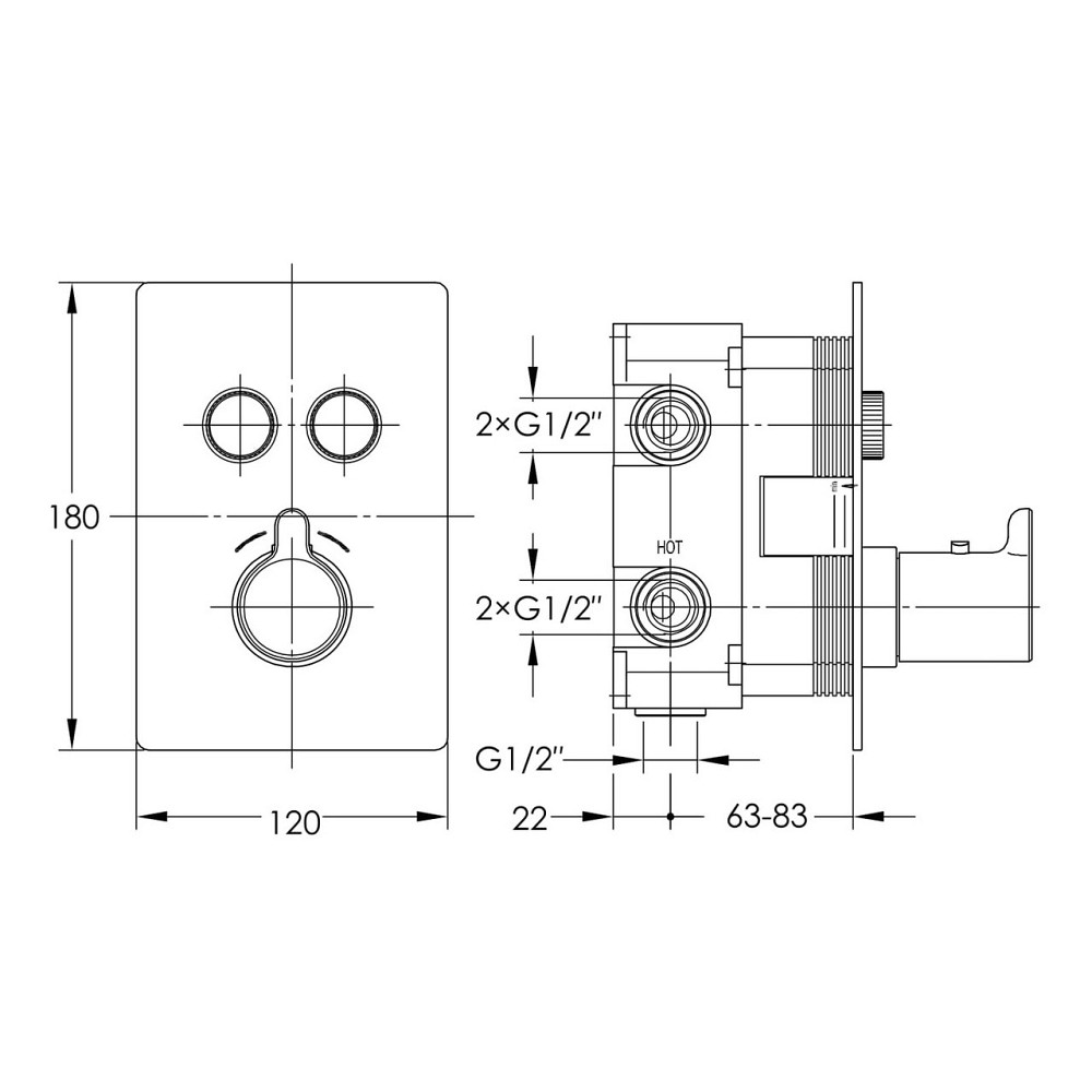 Термостат для ванни прихованого монтажу Imprese SMART CLICK на 3 споживача чорний Київ - фото 2