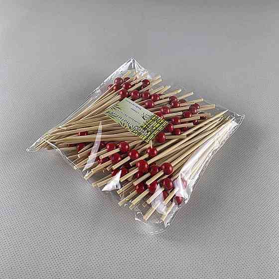 Шпажка для прикрашання страв 12 см "Перлина червона матова" 100 шт (1 пачка) Харків