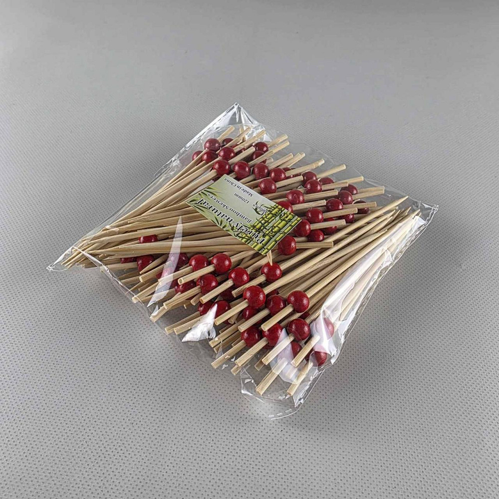 Шпажка для прикрашання страв 12 см "Перлина червона матова" 100 шт (1 пачка) Харків - фото 2