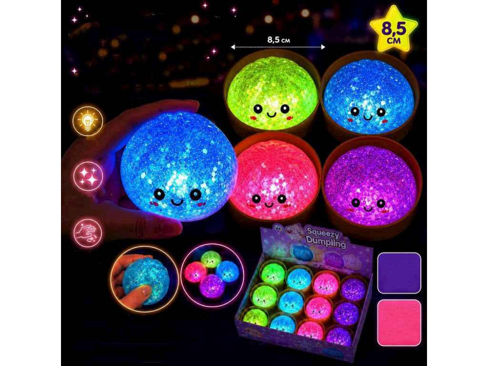 Антистресс-сквиш пельмень 8,5см синий Bright glitter led ТМ КИТАЙ Solmir Solmir Solmir Київ - фото 1