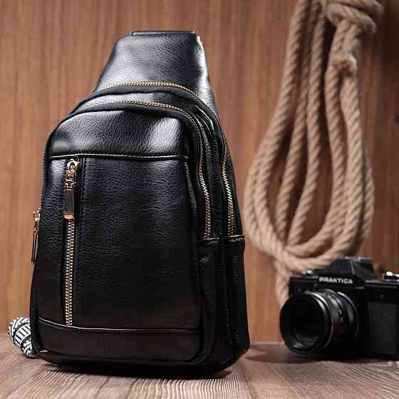 Практичная слинг сумка для женщин из экокожи Черный (Vintage) Киев