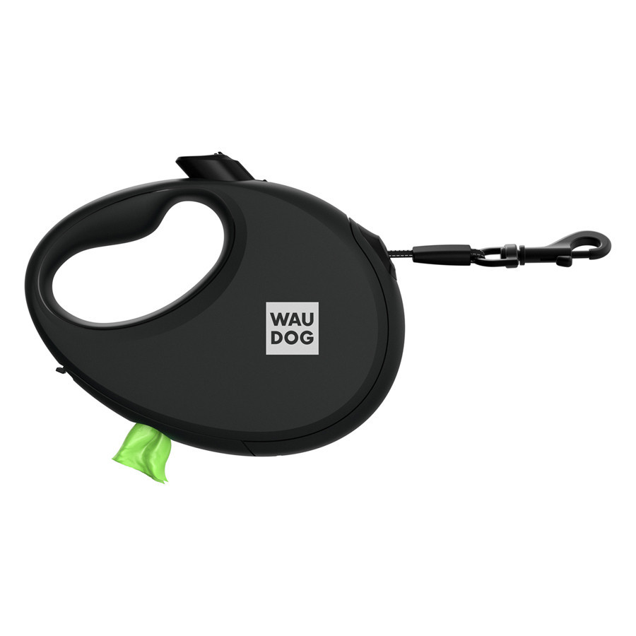 Повідець-рулетка для собак WAUDOG R-leash з контейнером для пакетів, світловідбивна стрічка, S, до 12 кг, 3 м, чорний Київ - фото 2