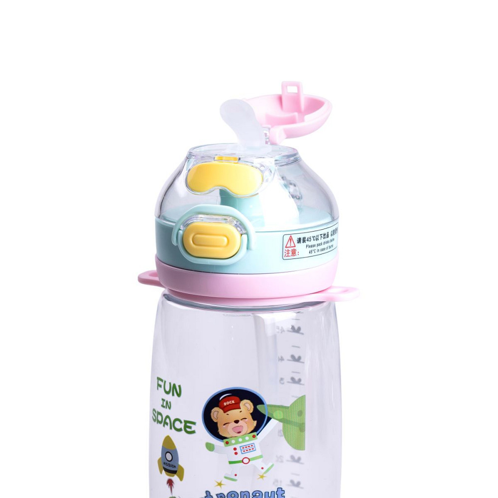 Yiwu Пляшка для води дитяча 550 мл з ремінцем і трубочкою для спорту та школи 20 см Зелена HP-1 Коломия - фото 2