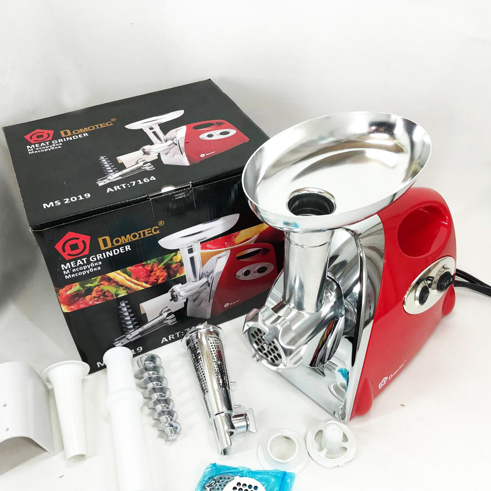 Електром'ясорубка соковижималка для томатів Domotec, М'ясорубка-шатковка-терка, М'ясорубка металева QB-14 Львів - фото 2