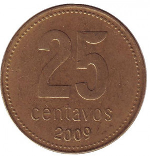 Ратуша Буенос-Айреса. Монета 25 сентаво. 2009,10 рік, Аргентина..(АМ) Полтава - фото 1
