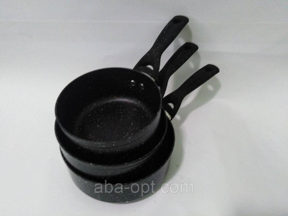 Набор сотейников Стон гранитное антипригарное покрытие V 1\1.3\2 л Ø 14\16\18 см ( 3 шт ).Aba-Opt Одесса - изображение 1