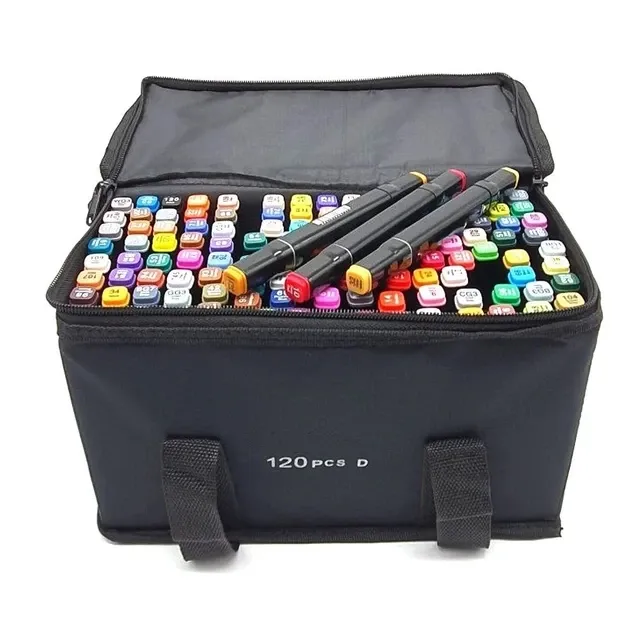Набір двосторонніх скетч-маркерів Sketch Marker, 120 кольорів, для малювання та творчості, в сумці Одеса - фото 14