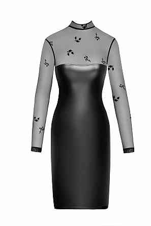 Сукня Noir Handmade F310 Sublime, S, black, міді, мокрий ефект, верх — сітка, довгий рукав Sex Aura Київ