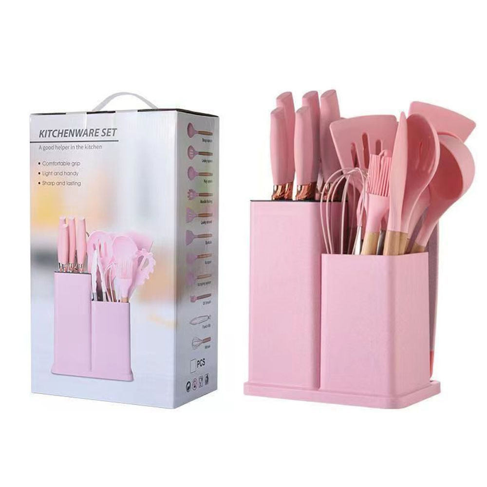 Набір кухонних речей, 19 предметів Kitchen Set, Рожевий / Силіконовий набір для кухні / Кухонний набір Київ - фото 10
