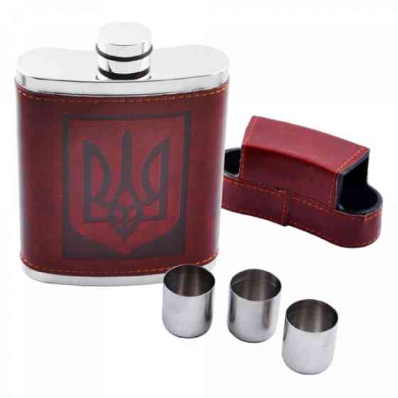Фляга Герб Украина 10oz с рюмками Винница