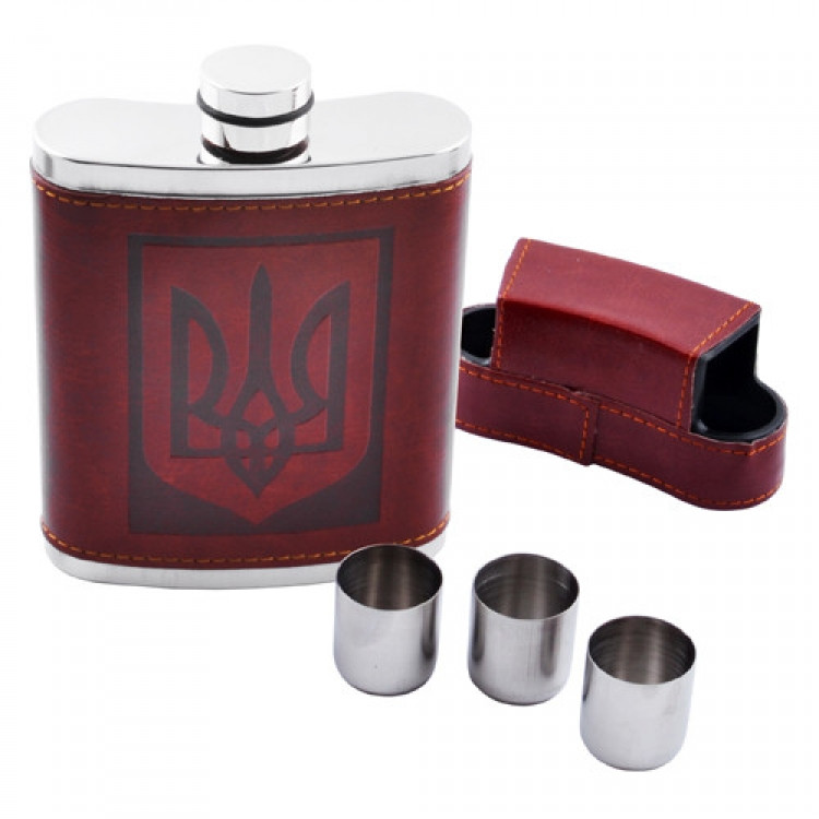 Фляга Герб Украина 10oz с рюмками Винница - изображение 1