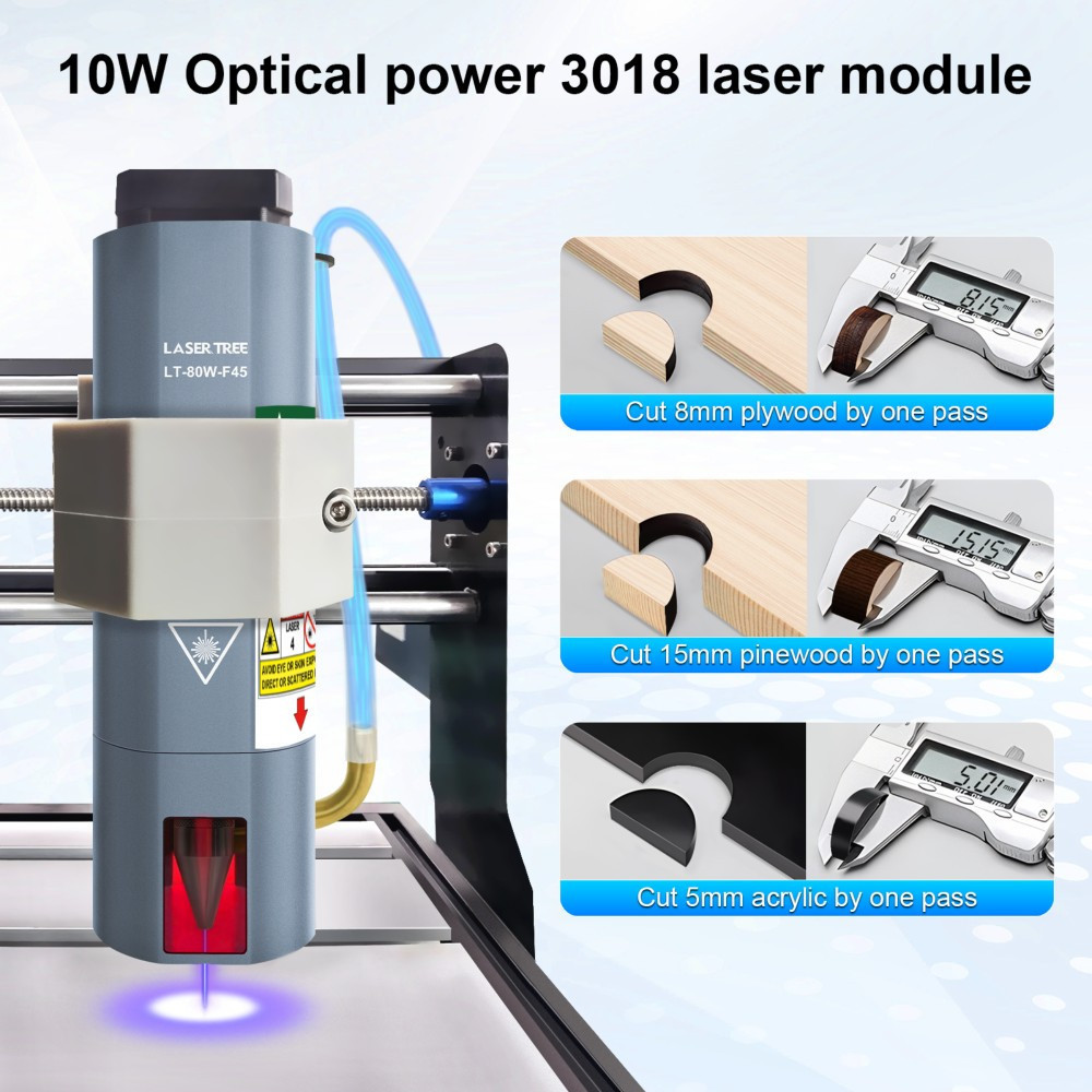 Мощный лазер с подачей воздуха 80 Вт 450 нм для CNC3018 PRO, модуль LT-80W-F45, гравировка резка Киев - изображение 5