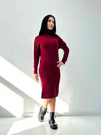 Тепле ангорове плаття міді з високим коміром "Amina" оптом | Норма Київ