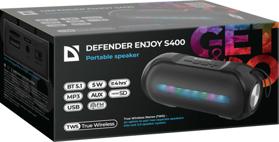 Портативна акустика Defender Enjoy S400 5Вт Black (65399) (7191844) Київ