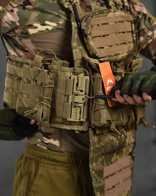 Плитоноска 4 точки скидання піксель Attack з напашником ВН1062 Одеса - фото 6