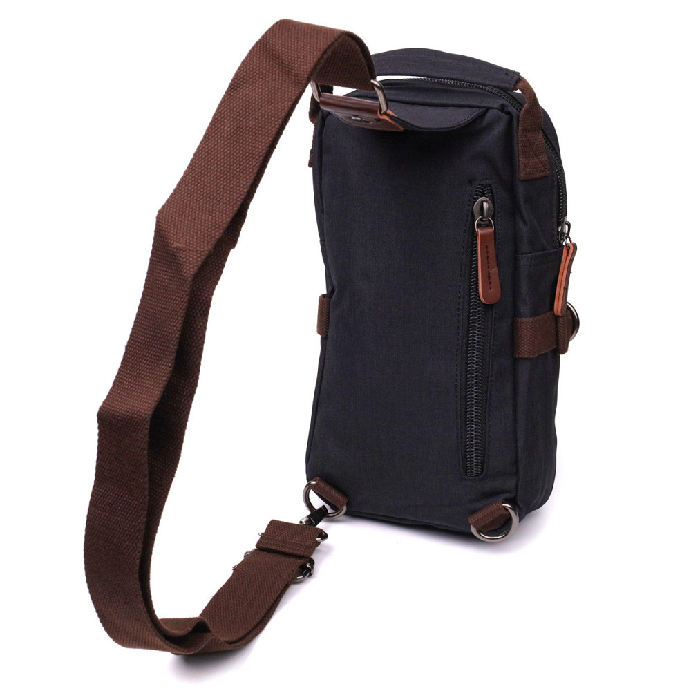 Необычная плечевая сумка для мужчин из плотного текстиля Vintage 22187 Черный Киев - изображение 10