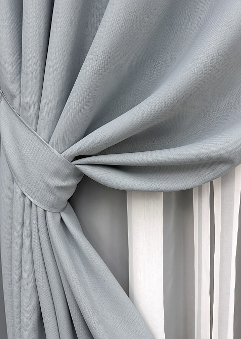 Комплект штор на люверсах VR-Textil Блекаут двосторонній Scandi № 1899ш Сіро-блакитний 150х250 см 2 шт (37-0306) Київ - фото 5