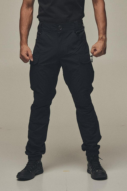 Военный мужской демисезонный черный костюм с липучками для шевронов и капюшоном Львов - изображение 10