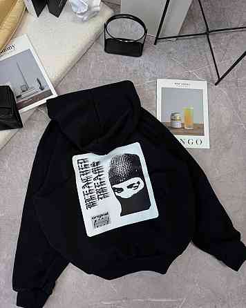 Женский стильный удлиненный объемный худи в стиле оверсайз трехнить на флисе Одесса