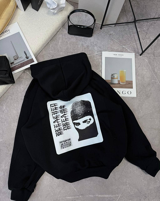 Жіночий стильний подовжений обʼємний худі в стилі оверсайз трьохнитка на флісі Одеса - фото 5