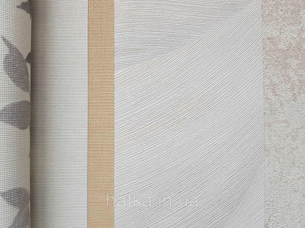 Обои виниловые на флизелин Erismann Casual Chic 1.06х10 геометрия абстракция листья белые серые беж10257-01 Киев - изображение 2