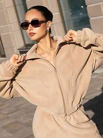 Жіночий стильний теплий костюм, двійка вібічний фліс-половид, 48/52 Одеса