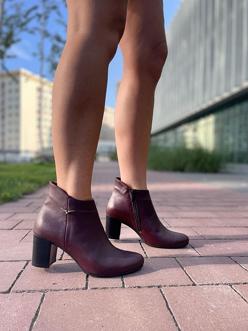 Жіночі черевики ARLETT бордові натуральна шкіра висота каблука 6см висота черевика 11см (1200) Коломыя - изображение 4